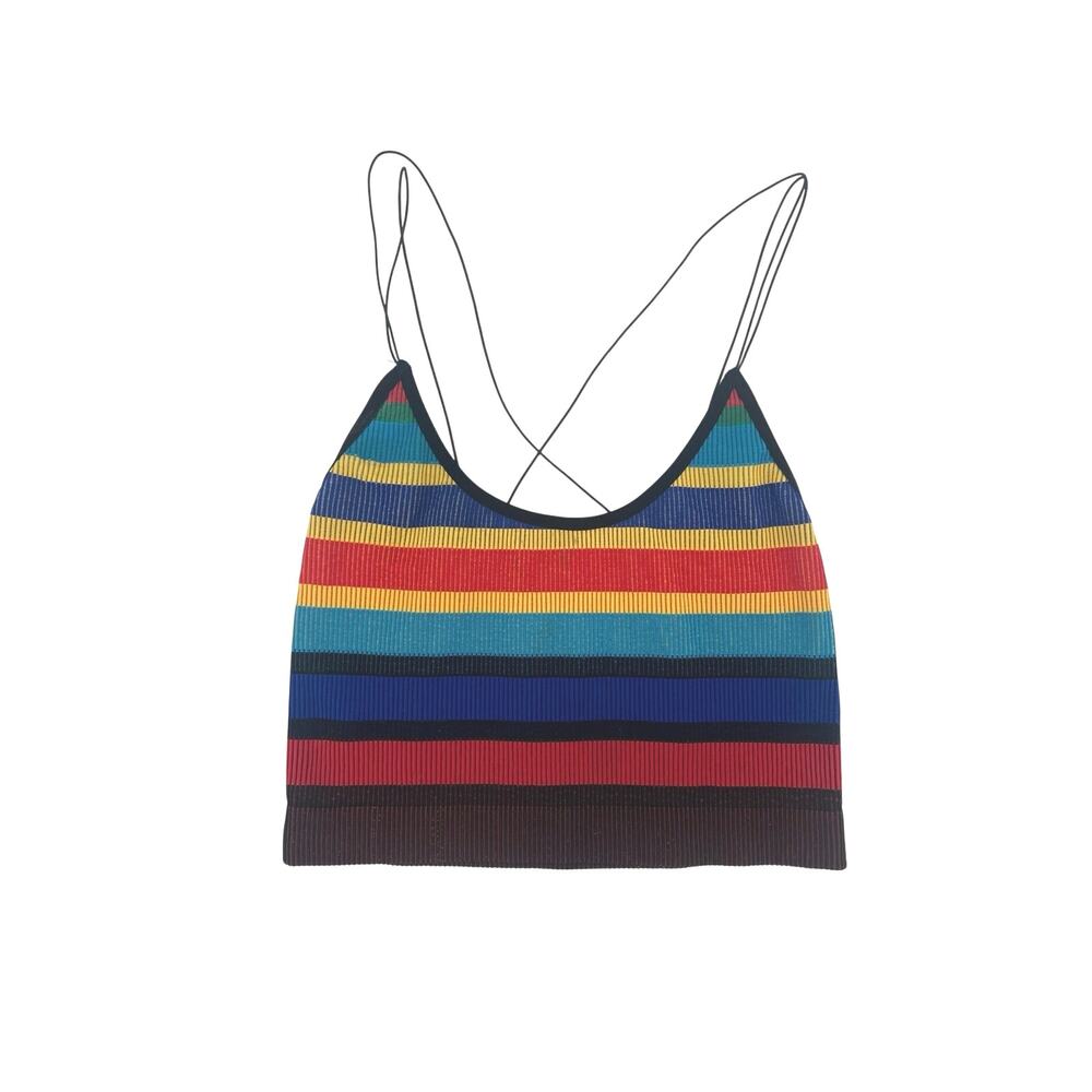 Urban Outfitters Multicolor Stripe Ribbed Crop Top Medium